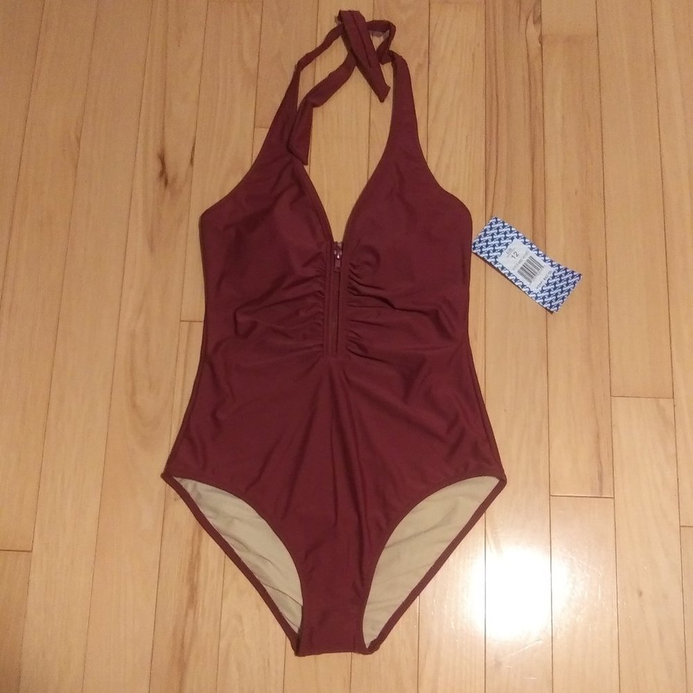 NWT Sun and Sea one piece halter style top  bathing suit size 12